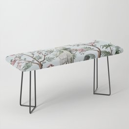 Border in chinoiserie style with storks and peonies. Vintage.  Bench