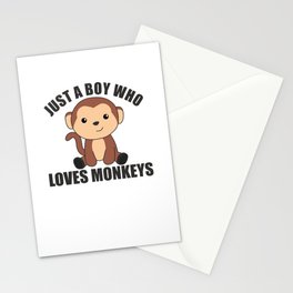 Just A Boy who loves Monkeys Sweet Monkey Stationery Card