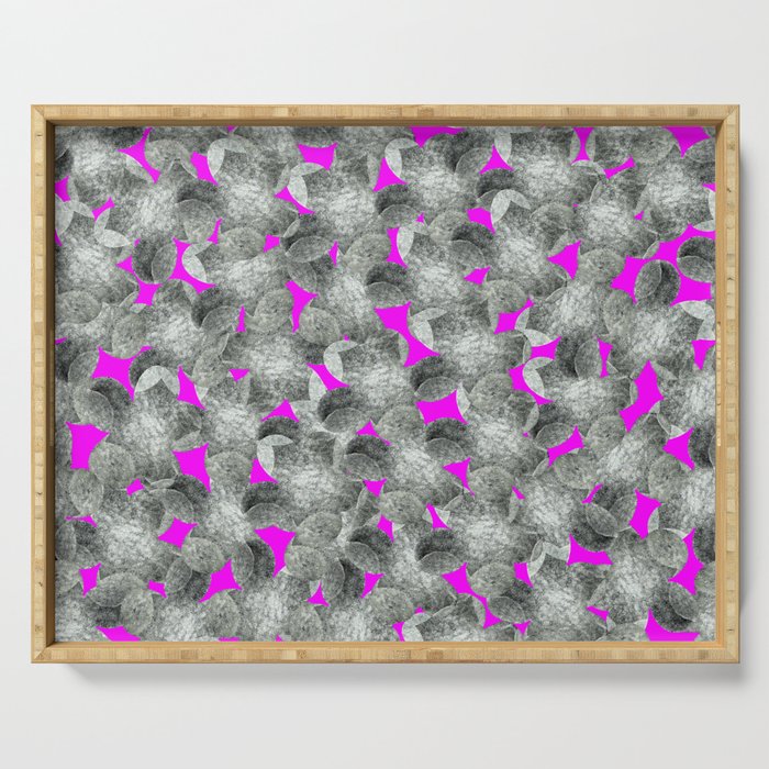 Watercolor flowers, violets. Seamless pattern with gray wild field flowers on pink background. Best for prints, fabric, backgrounds, wallpapers, covers and packaging, wrapping paper. Serving Tray