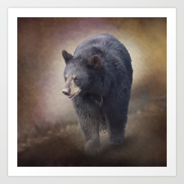 Black Bear Walking Watercolor Painting Art Print By Svetlanna