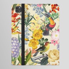 Colorful Exotic Botanical Bird And Tropical Flowers Garden iPad Folio Case