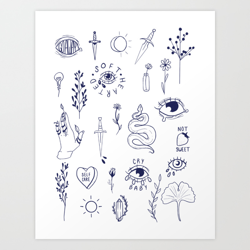 Softhearted Tattoo Flash Art Print by inkblitch | Society6