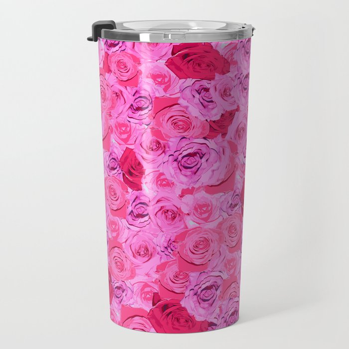 Floral Pink And Red Roses Tumblr Aesthetic Travel Mug By Littleshopofnola Society6