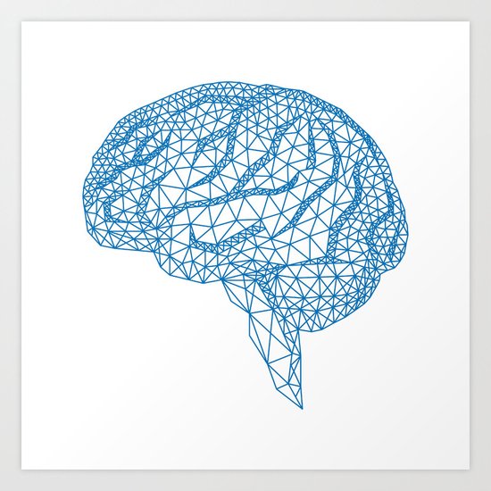 blue human brain Art Print