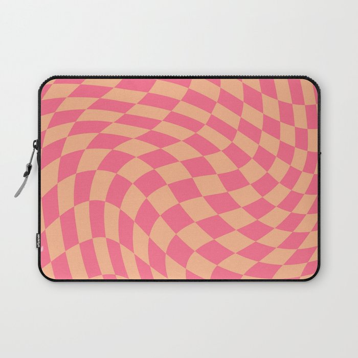 Pink and light orange swirl checker Laptop Sleeve