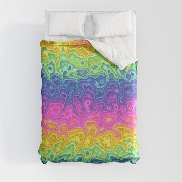 Trippy Funky Squiggly Vibrant Rainbow Duvet Cover
