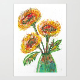 Abstract Sunflowers in A Vase Art Print