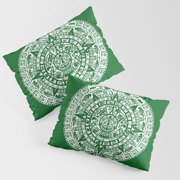 Mayan Calendar // Forest Green Pillow Sham