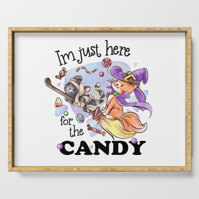 Halloween cat witch decoration design Serving Tray