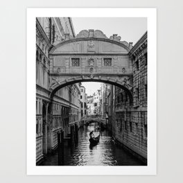Venice Bridge of Sighs in Black and White Art Print