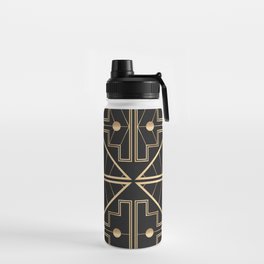 Art Deco (Black And Gold) Water Bottle