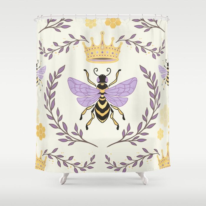 Queen Bee - Lavander Purple and Yellow Shower Curtain
