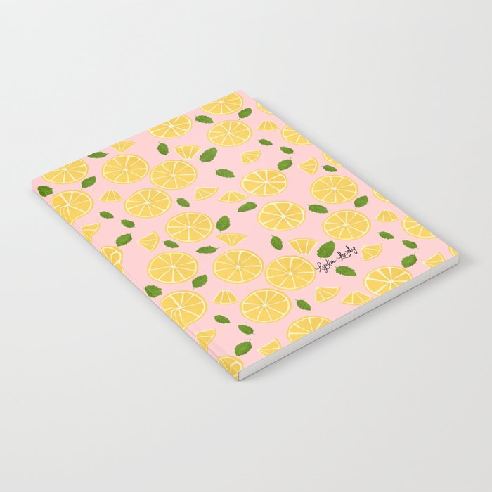 Yellow lemons- pink background Notebook