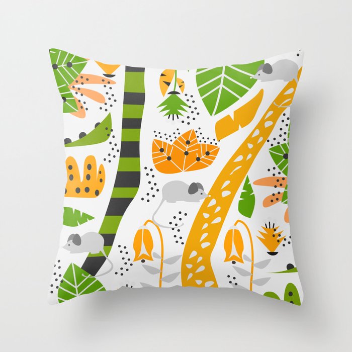 Cute Mice In A Tropical Decor Throw Pillow By Cocodes Society6
