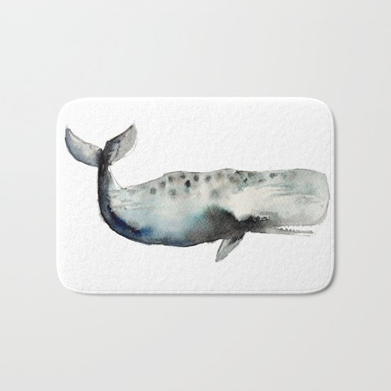 whale- watercolor Bath Mat
