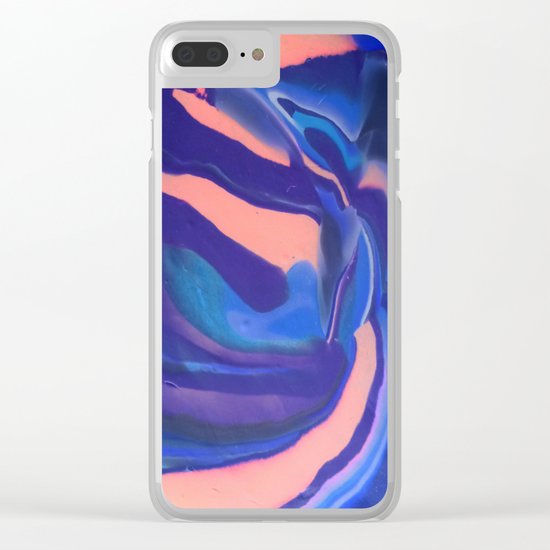 Peachy Blue Marbling Pantone Clear iPhone Case