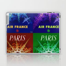 Vintage Air France multicolored Paris arc de triomphe / Champs-Élysées advertising / advertisement montage collage poster / posters for home and office decor Laptop Skin