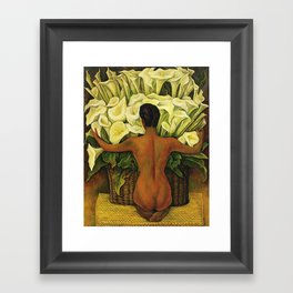 Nude with Calla Lilies by Deigo Rivera Framed Art Print