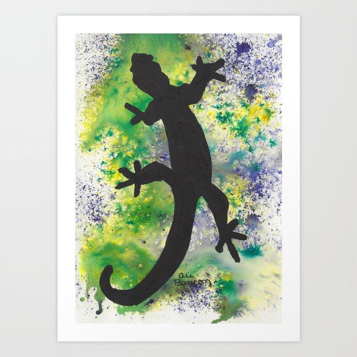 Sally-Mander the Silhouette Salamander Lizard Art Print