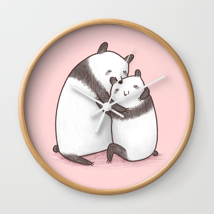 Panda Cuddle Wall Clock