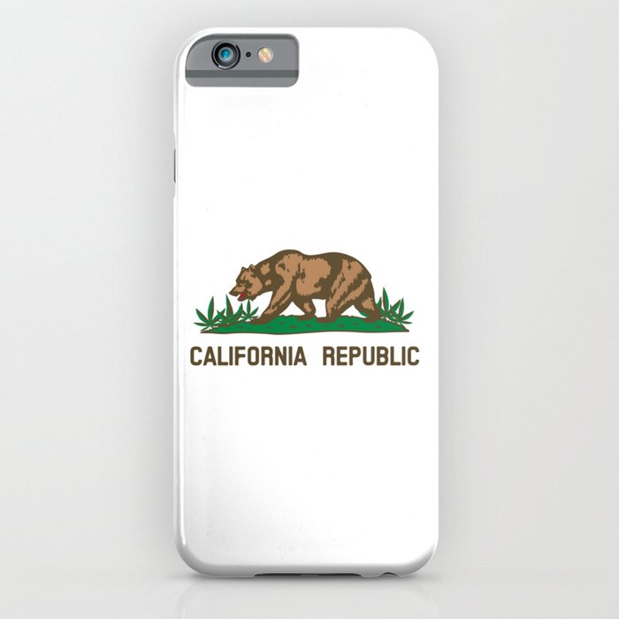 California Republic Bear with Marijuana Plants iPhone Case