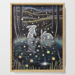 Sweet Rabbits In Moonlight Serving Tray