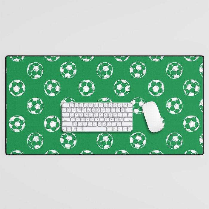 Soccer balls doodle pattern. Digital Illustration Background Desk Mat