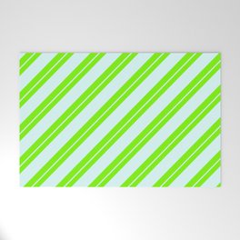 [ Thumbnail: Green and Light Cyan Colored Striped/Lined Pattern Welcome Mat ]