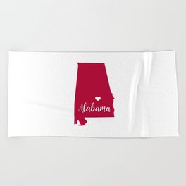 Alabama Crimson and White Beach Towel | Alabamaart, Crimsonandwhite, Graphicdesign, Alabamastate, Mapart, Homesweethome, Alabama, Digital, Alabamamapcutout, Leahmcphail 