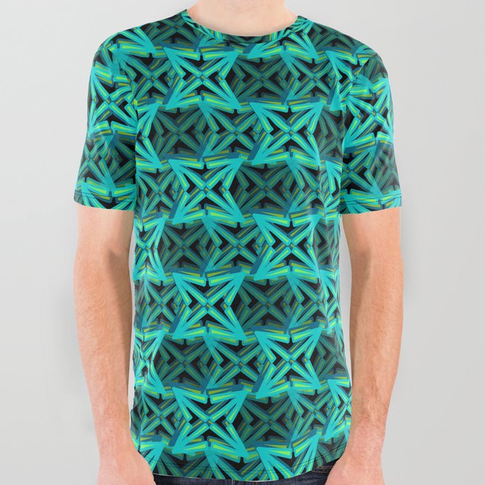 Dimensional Pattern Teal B All Over Graphic Tee