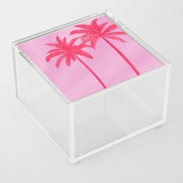 Pink Palm Trees Summer Tropical Aesthetic Acrylic Box