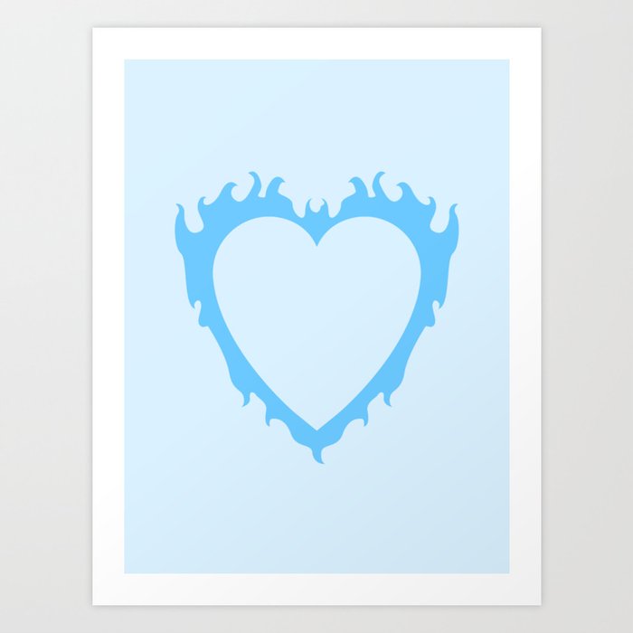 Blue Flame Heart Art Print