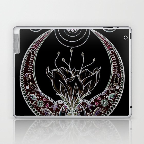 Moon Flower at Midnight in Black and Color Laptop & iPad Skin