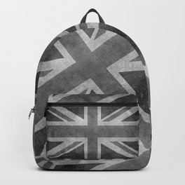 British Union Jack flag in grungy tex Backpack | Worn, Uk, Flag, British, Graphicdesign, Black and White, Grungy, Distressed, Unionjackflag, Flat 