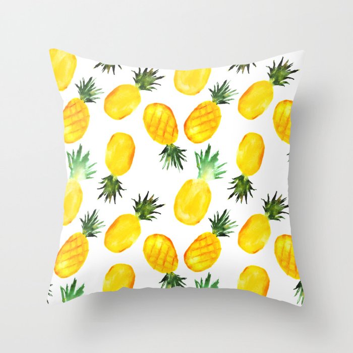 Pineapple vibes || watercolor Throw Pillow
