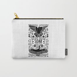 Soar Folk Art Birds - Black and White Carry-All Pouch