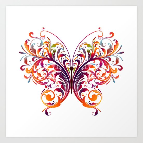 Multicolor Butterfly Art Print