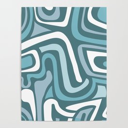 Mid century modern abstract blue lines Poster