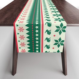 Christmas Pattern Knitted Stitch Deer Snowflake Table Runner