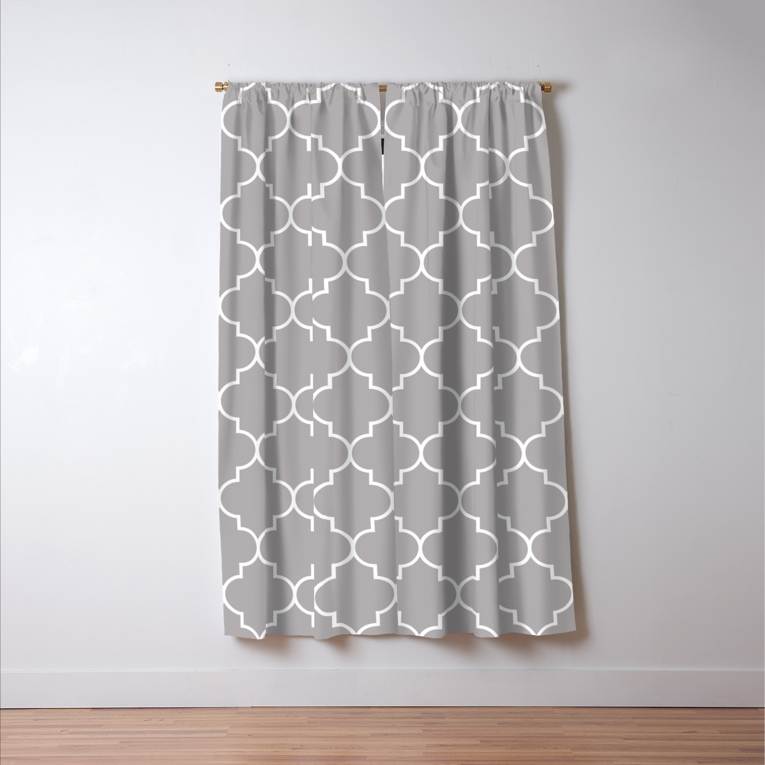 Moroccan Trellis Latticework Gray White Blackout Curtain By