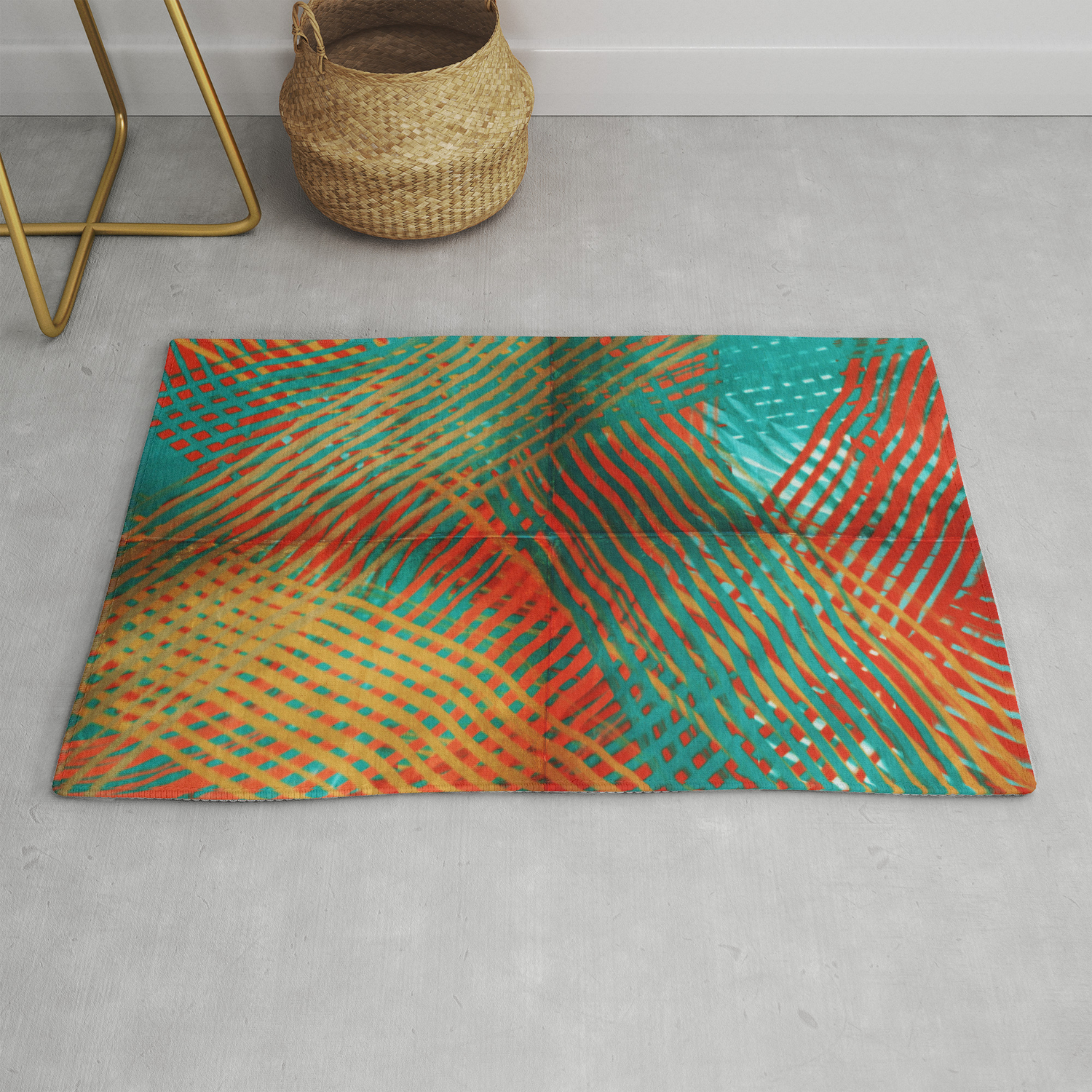 Red And Turquoise Weave Rug By Artistichomeaccessories Society6
