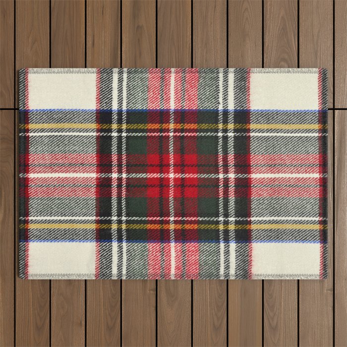 Scottish tartan pattern. Red and white wool plaid print as background. Symmetric square pattern. Outdoor Rug