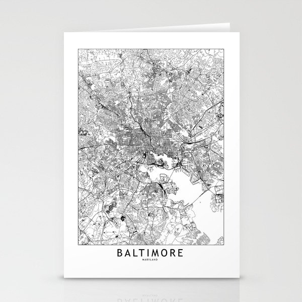 Baltimore White Map Stationery Cards