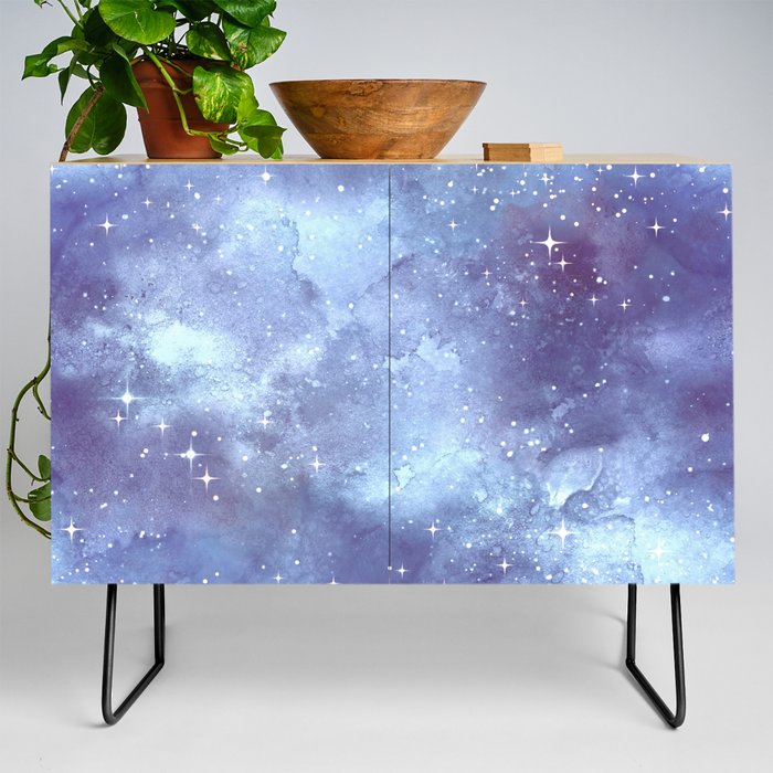 Navy Blue Galaxy Painting Credenza