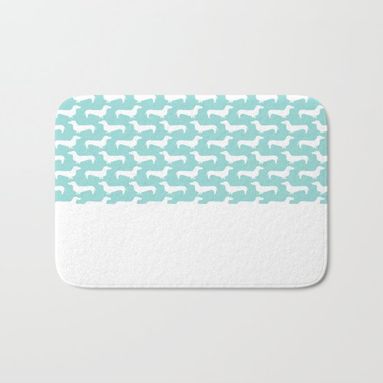 Wiener Dog cute pet portrait pattern silhouette dog breed custom mint pastel dog art pet portraits Bath Mat