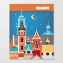 Krakow, Poland - Skyline Illustration by Loose Petals Leinwanddruck