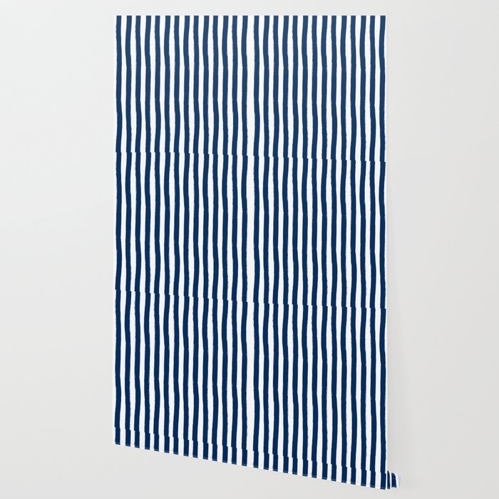 Navy And White Cabana Stripes Palm Beach Preppy Wallpaper By