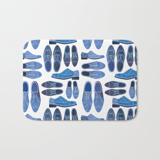 Blue Brogue Shoes Bath Mat