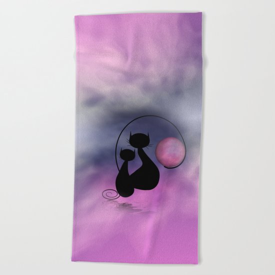 window curtains - mooncats love Beach Towel