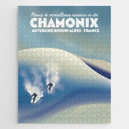 Chamonix ski vacation poster. Jigsaw Puzzle